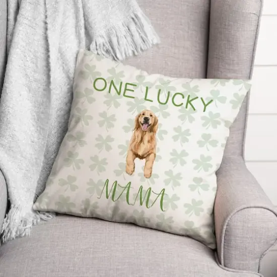 One Lucky Mama 18" x 18" Throw Pillow {3}