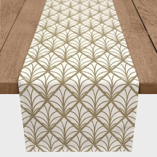 Gold Art Distress 16" x 90" Poly Twill Table Runner {1}