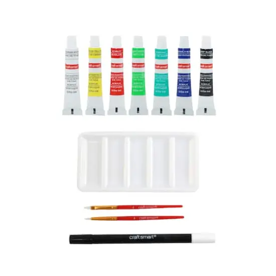 7" Lake & Cabin Round Canvas Painting Kit by Craft Smart&reg; {5}