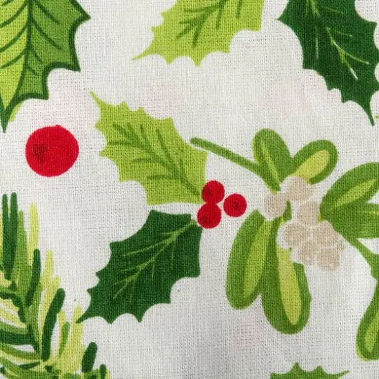 DII&reg; 52" Boughs of Holly Print Tablecloth {3}