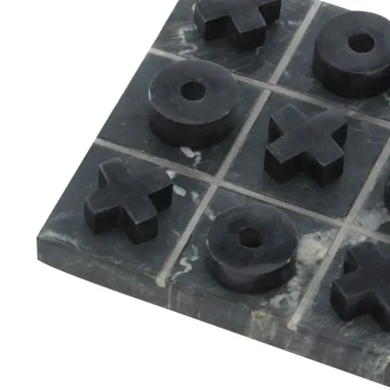 Black Marble Contemporary Tic-Tac-Toe Game Set {5}