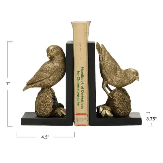 Hello Honey&reg; Gold Parrot Bookends Set {3}