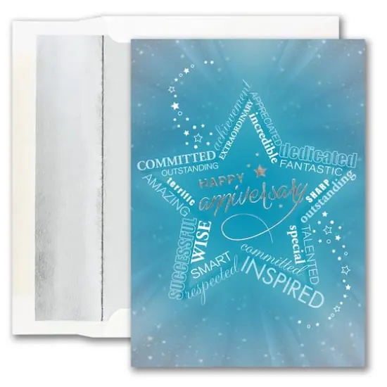 JAM Paper Anniversary Wording Star Blank Card & Envelopes Set {1}
