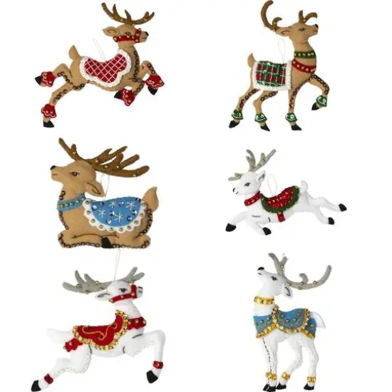 Bucilla&reg; Festive Reindeer Felt Ornaments Applique Kit Set {1}