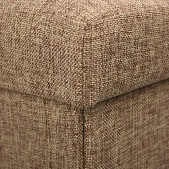 Simplify 15" Faux Linen Folding Storage Ottoman Cube Natural {10}