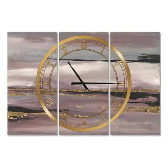 Designart 'Purple Glam Storm Iii Modern Multipanel Wall Clock {1}