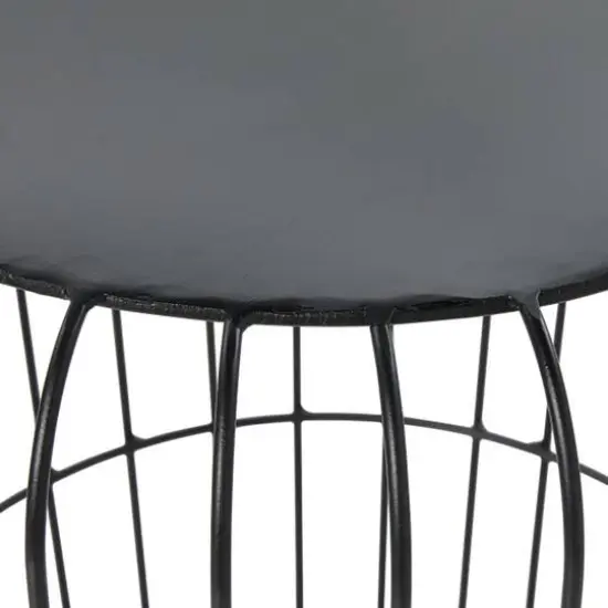 Gray Tin Industrial Outdoor Accent Table {5}