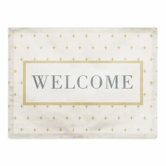 Welcome Plus Cotton Twill Placemat Yellow/White {1}
