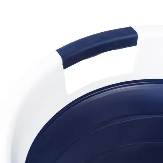 Honey Can Do 24" Collapsible Rubber Laundry Basket Set Blue and White {13}