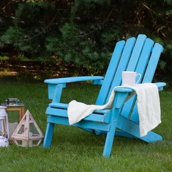 36" Classic Folding Wooden Adirondack Chair Blue {3}