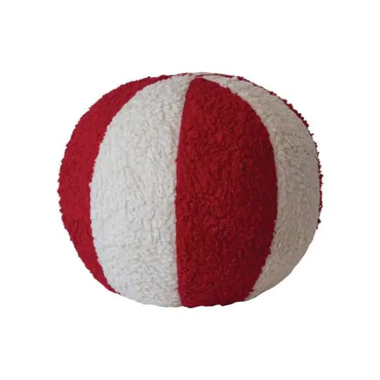 Hello Honey® 10" Red & White Peppermint Candy Sherpa Orb Throw Pillow {1}