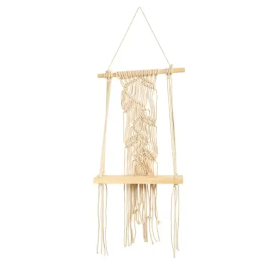 24" Boho Chic Wood Macrame Shelf {1}