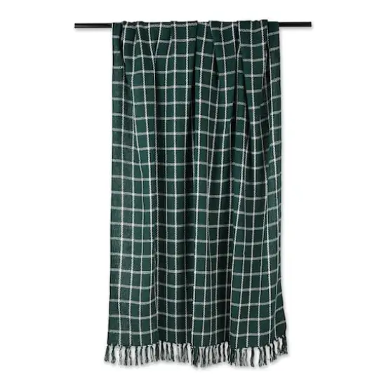 DII&reg; Checked Plaid Throw Dark Green {4}