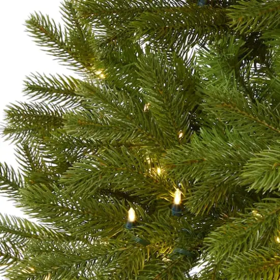 6ft. Pre-Lit Cambridge Spruce Flat Back Artificial Christmas Tree, Warm White LED Lights {5}