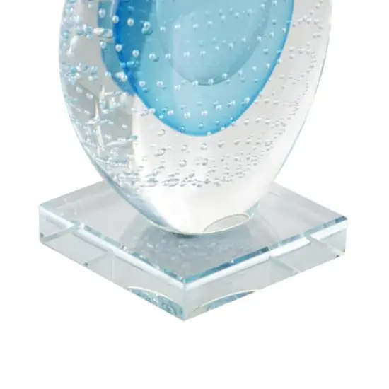 13" Blue Glass Abstract Teardrop Sculpture {5}