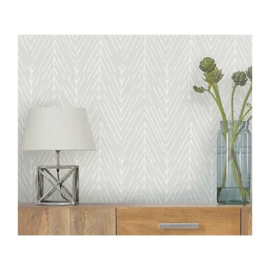 RoomMates Twig Hygge Herringbone Peel & Stick Wallpaper Gray and White {5}