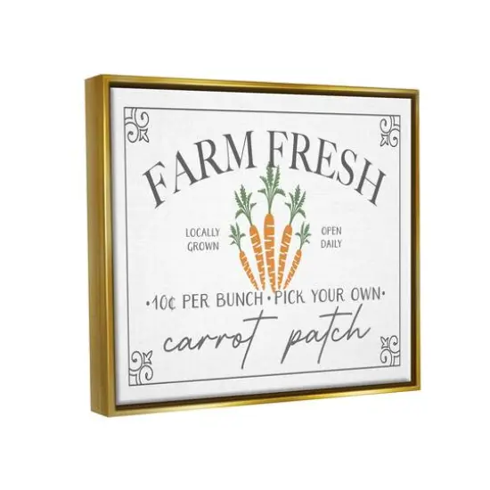 Stupell Industries Farm Fresh Carrot Patch Seasonal Springtime Vegetables Floater Framed Art Gold {4}