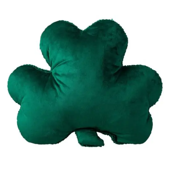 Glitzhome® 14" St. Patrick's Hooked Shamrock-Shaped Pillow {6}
