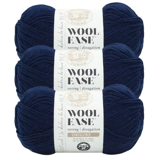 3 Pack Lion Brand&reg; Wool-Ease&reg; Roving Origins Yarn Navy {1}