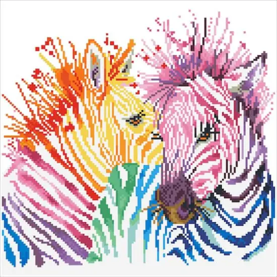 Diamond Dotz&reg; Intermediate Rainbow Zebras Diamond Painting Kit {3}