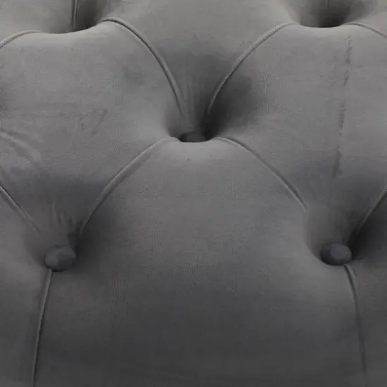 24" Velvet & Metal Glam Bench Gray {5}