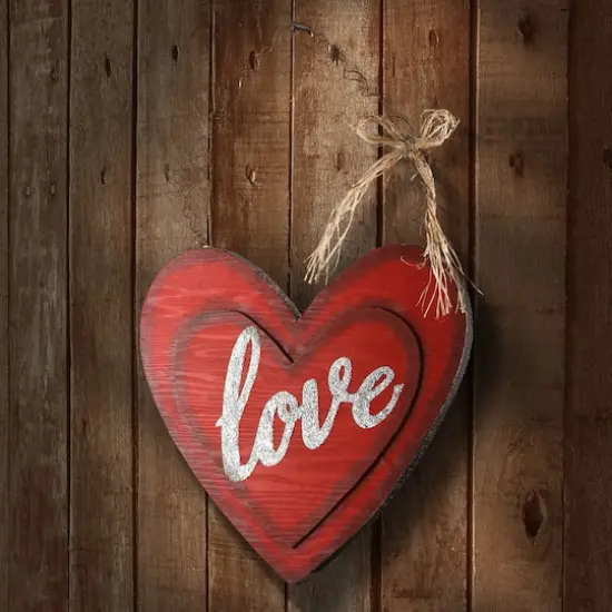 14" Wood Valentine Heart Wall D&eacute;cor {3}