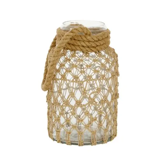 Brown Glass Coastal Lantern, 12" x 7" x 8" {4}