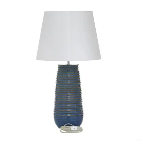Blue Ceramic Rustic Table Lamp, 28" x 15" x 15" {10}