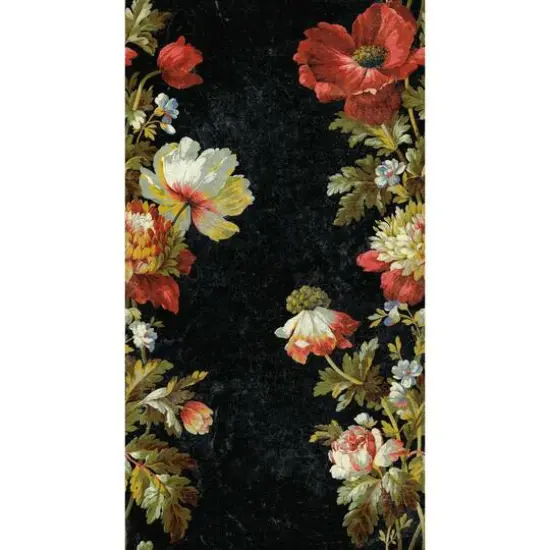 RoomMates Vintage Floral Stripe Peel & Stick Wallpaper Black/Red/Green {4}