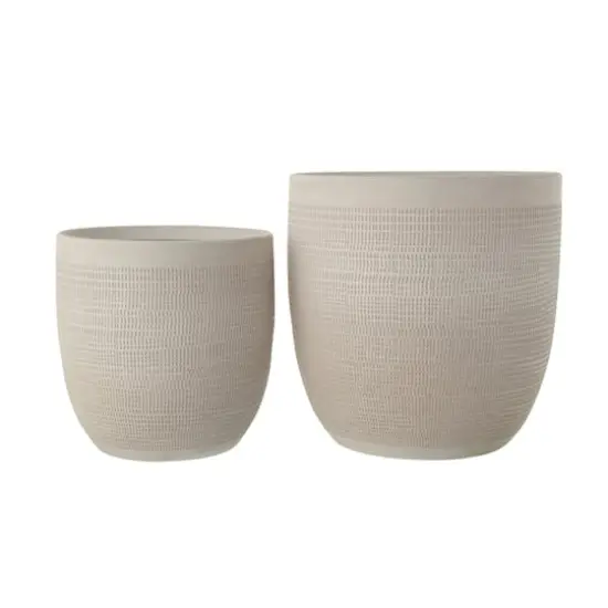 Hello Honey&reg; 12.25" Matte White Embossed Stoneware Planter {4}