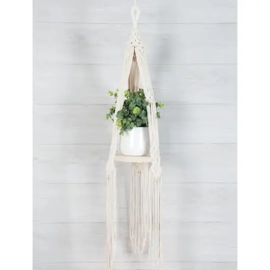 Solid Oak Make-ram&eacute;&trade; Bohemian Round Hanging Shelf Macram&eacute; Kit {3}