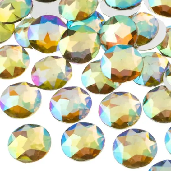 John Bead 20mm AB Acrylic Round Flat Back Rhinestones, 200ct. Yellow AB {1}
