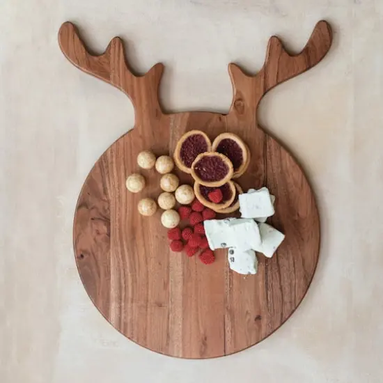 Hello Honey&reg; 19" Acacia Wood Cheese & Cutting Board with Antlers {3}