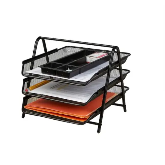 Mind Reader Desk Organizer with 4 Sliding Trays Black {1}