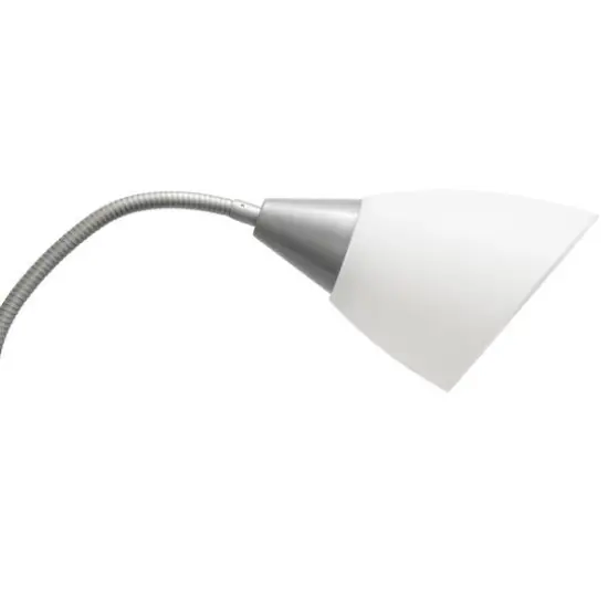 Simple Designs&trade; 5.6ft. 5-Light Gooseneck Silver Floor Lamp White Shades {8}