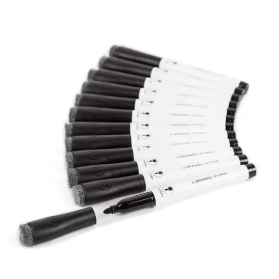 U Brands&trade; Black Medium Point Dry Erase Marker Set {1}