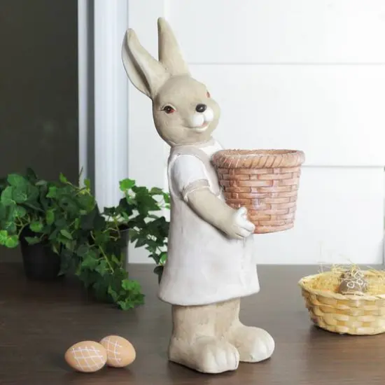 1.5ft. Neutral Tones Easter Girl Rabbit Indoor & Outdoor Garden Planter {5}