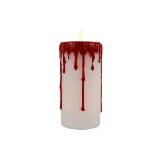 6" Red & White Dripping LED Wax Pillar Candle by Ashland&reg; {1}