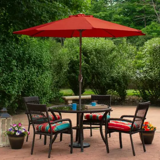 9ft. Outdoor Patio Market Umbrella with Hand Crank & Tilt Terracotta/Brown {3}