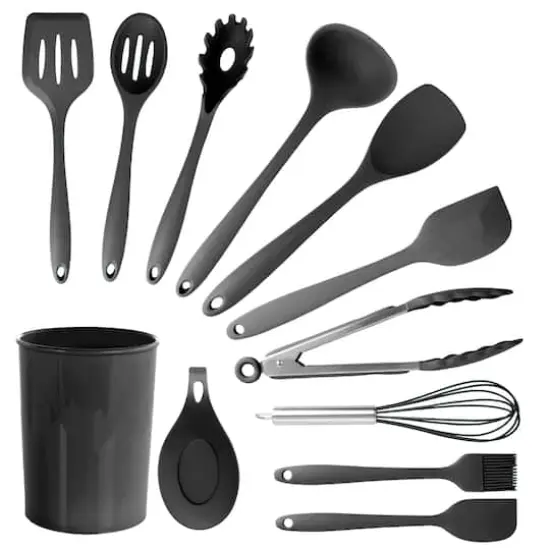 MegaChef Black Silicone Cooking Utensils Set, 12ct. {1}