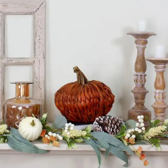 8.5" Orange Woven Pumpkin D&eacute;cor {3}