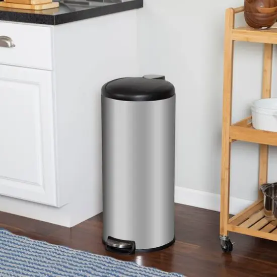 Honey Can Do 30L Soft-Close Round Stainless Steel Trash Can {4}