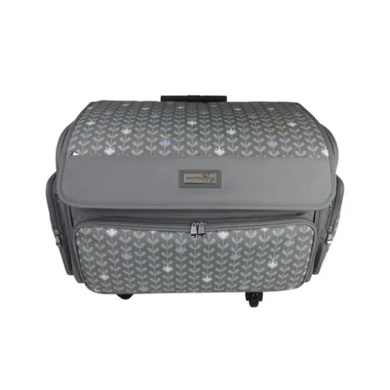 Everything Mary Purple Floral 4 Wheel Collapsible Deluxe Sewing Machine Storage Case {5}