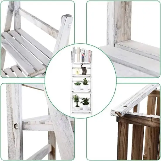 NEX&trade; 44" White 4 Tier Foldable Plant Shelf Storage Rack {4}