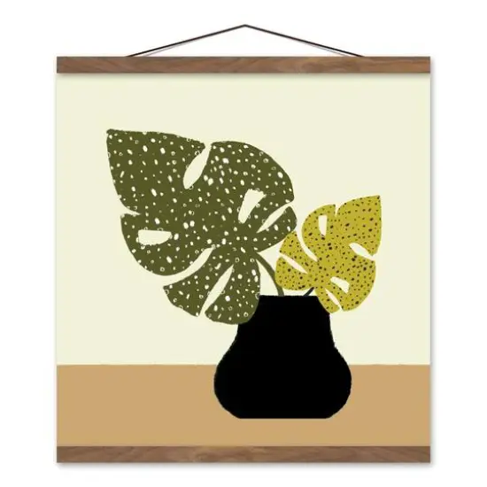 Designs Direct Spotted Monsteras Teak Hanging Canvas {1}