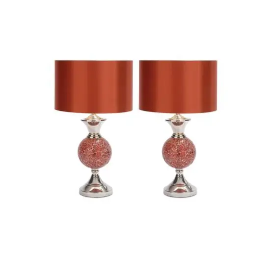 Set of 2 Red Glass Glam Table Lamp, 25" {10}