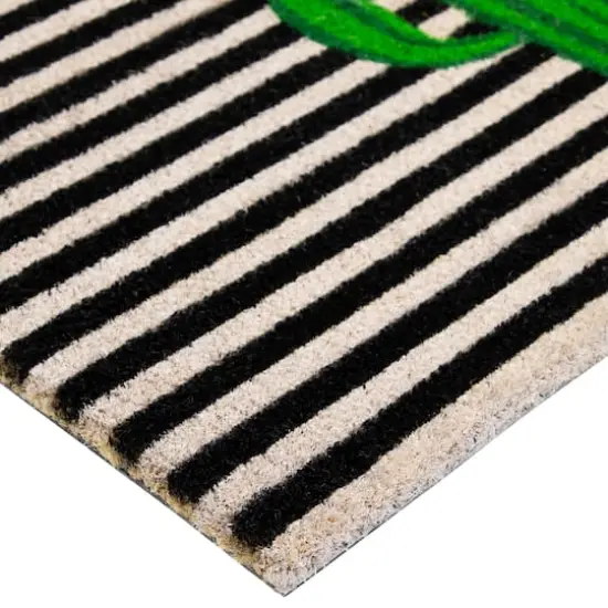 Green Cactus Striped Outdoor Doormat {4}