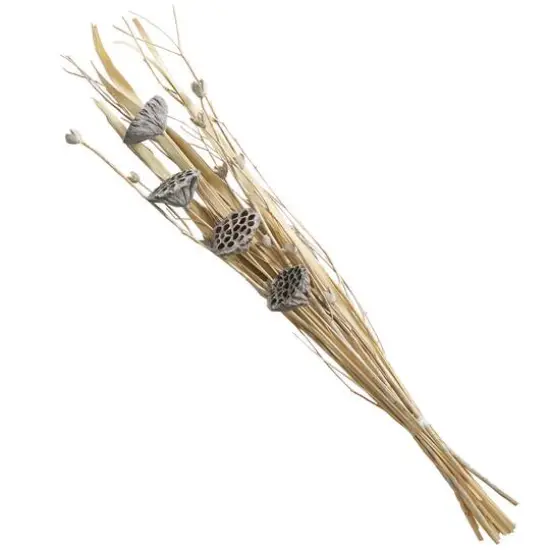 40" Gray Dried Plant Bouquet Lotus Flower Natural Foliage with Grass & Branch Accents {7}