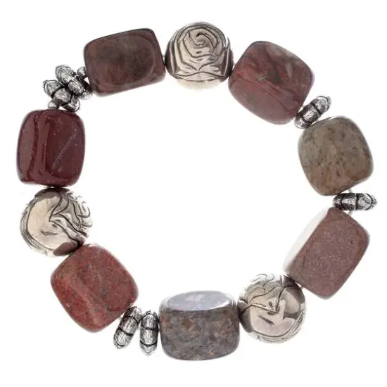 John Bead Jasper No.86 Natural Stone Stretch Bracelet {1}