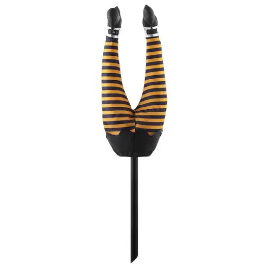 24" Orange & Black Animated Witch Kickers Yard Stake {1}